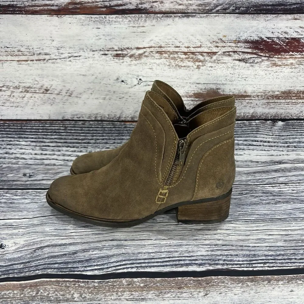 Born Malta II Brown Suede Ankle Boots Women’s Size 8.5
